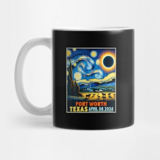 Fort Worth Texas Total Solar Eclipse 2024 Starry Night Mug